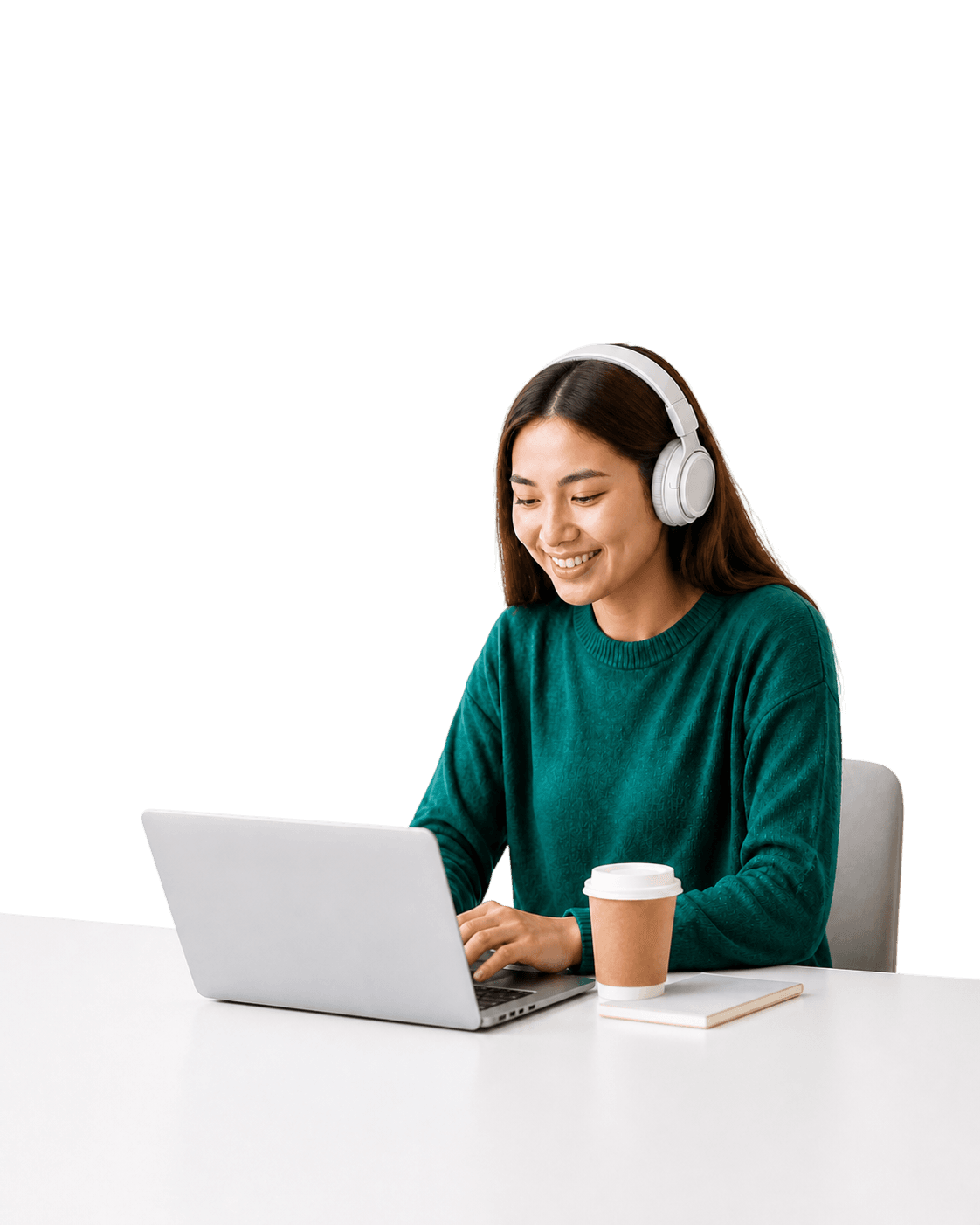 Learner using ESOL Studio on a laptop